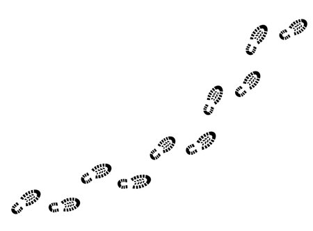 detailed walking footprints bootprints pattern brush vector illustrationのイラスト素材