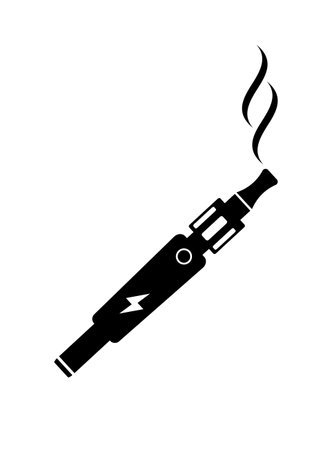 classic simple vaping e electronic cigarette smoking icon sign symbol vector isolated on white backgroundのイラスト素材