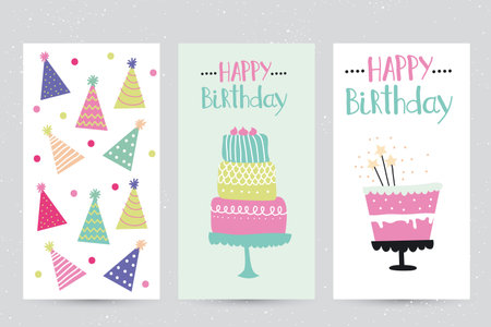 Set of birthday greeting cards designのイラスト素材