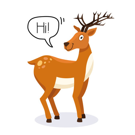 cute deer. flat icon isolated on white background. kids illustrationのイラスト素材