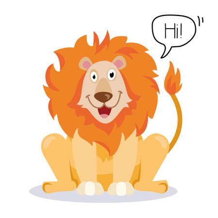 cute lion. flat icon isolated on white background. kids illustrationのイラスト素材