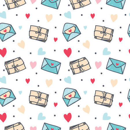 Cute doodle seamless pattern for st. Valentine's day.のイラスト素材