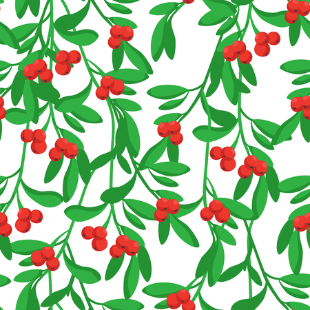 Merry Christmas seamless vector pattern with mistletoe.のイラスト素材