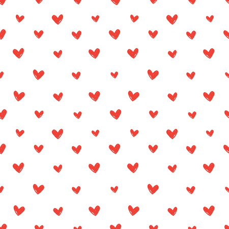 Hand drawn vintage seamless pattern with hearts.のイラスト素材