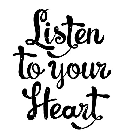 Happy Valentines Day vector illustration with Lettering. Listen to your heart.のイラスト素材