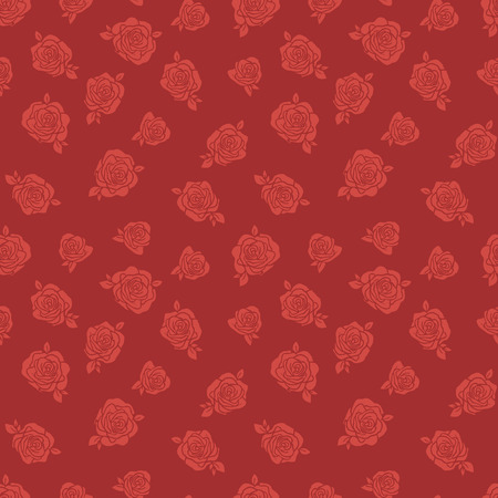 Floral seamless vector pattern with red roses.のイラスト素材