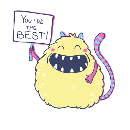 Cute cartoon monster. Vector illustration isolated on white background.のイラスト素材