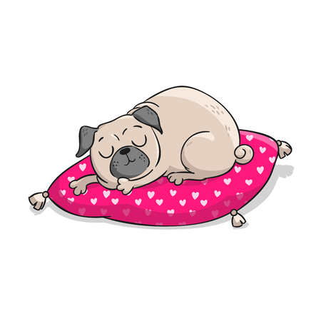 Cute pug. Vector hand drawn cartoon illustration isolated on white background.のイラスト素材