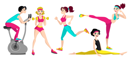 Fitness set with different women.のイラスト素材