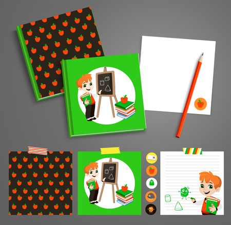 Back to school printable set with pupils.のイラスト素材