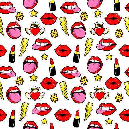 Seamless pattern with fashion patches.のイラスト素材