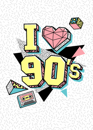 Poster in 80s-90s memphis style.のイラスト素材