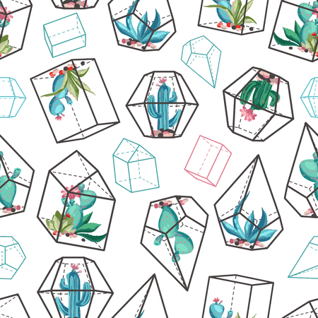 Cacti flower seamless pattern.のイラスト素材