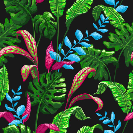 Tropical seamless pattern with palm leaves.のイラスト素材