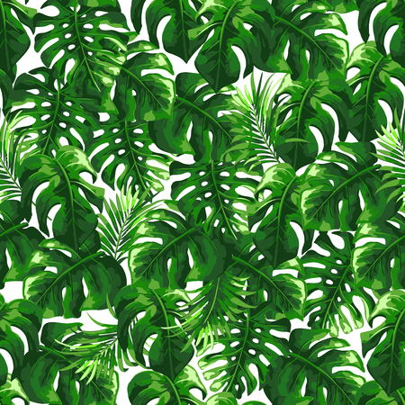 Tropical pattern with palm leaves.のイラスト素材