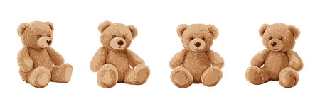 Cute little teddy bear doll set. Vector illustrations isolated on white background.のイラスト素材