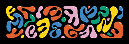 Liquid abstract organic blob shapes. Wavy elements bubbles and drops in trendy y2k style.