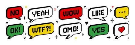 Pixel 3d isometric icon and sticker set.のイラスト素材