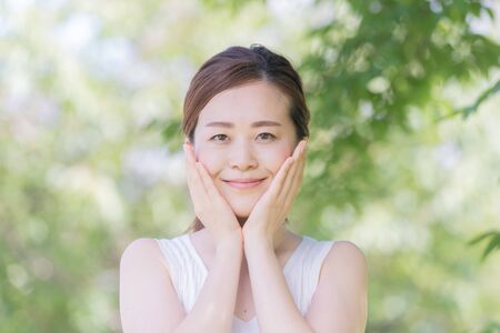 Women in their 30s, skin care, natural imageの写真素材