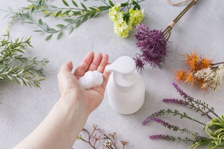 Image of foaming out of a bottleの写真素材