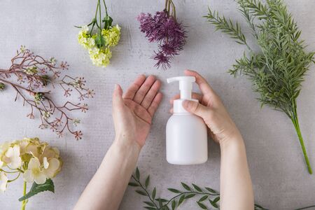 Image of foaming out of a bottleの写真素材