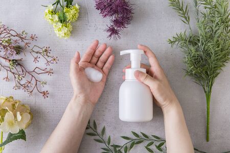 Image of foaming out of a bottleの写真素材