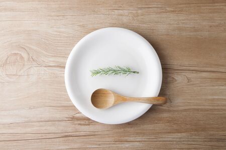 Table photo with dishesの写真素材