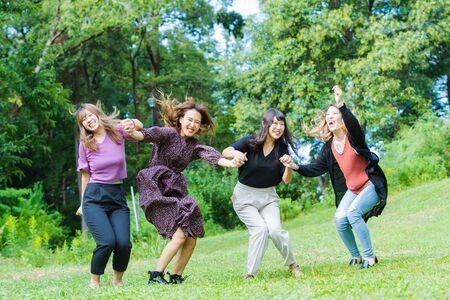 Women jumpingの写真素材