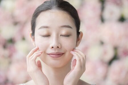Skin Care, Women,Flower Backgroundの写真素材