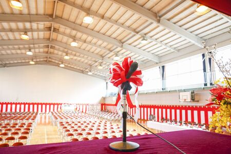 Microphone at the graduation ceremony venueの写真素材