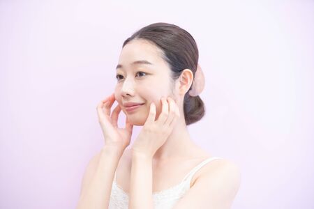 Skin Care Women (Pink Background)の写真素材