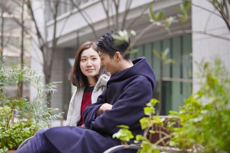 couple sitting and chatting
