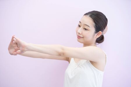 Woman stretchingの写真素材