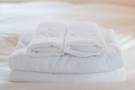 Towels on the bedの写真素材