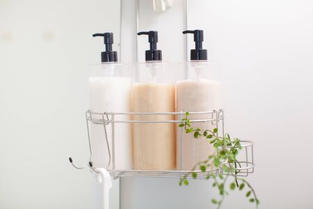 Shampoo, conditioner and body soapの写真素材
