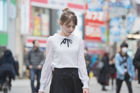 Women sightseeing in Japan, Tokyo, and Shibuyaの写真素材