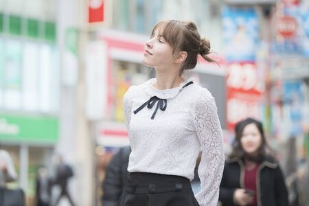 Women sightseeing in Japan, Tokyo, and Shibuyaの写真素材