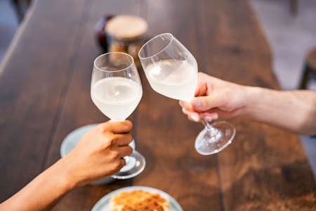 Image Photograph of Man and Woman Toasting (Couples / lovers )の写真素材