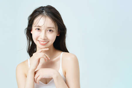 Beauty image of a young woman with good skin glossの写真素材
