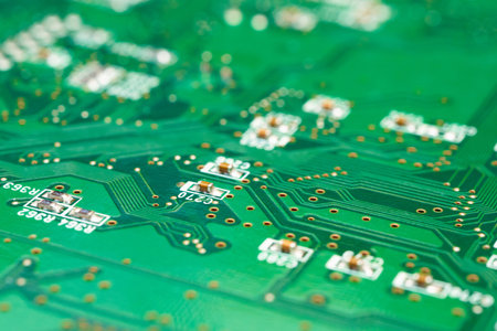 close up of computer electronic circuit