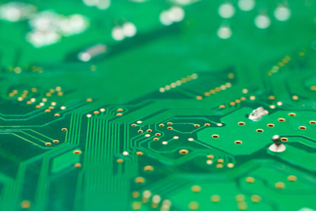 close up of computer electronic circuitの写真素材