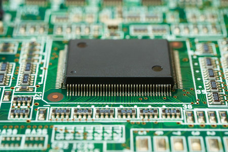close up of computer electronic circuit