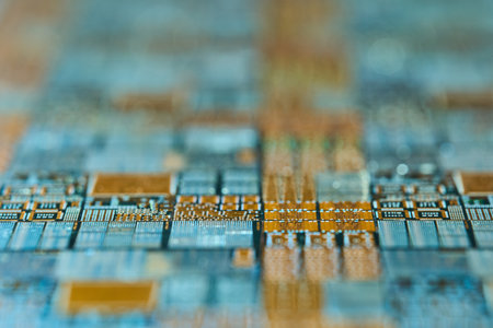 Silicon wafer photographed with a close-up lens