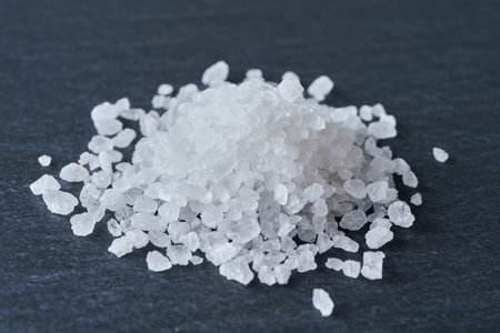 White rock salt and black background