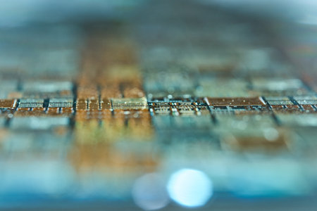 Silicon wafer photographed with a close-up lens