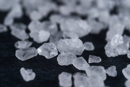 White rock salt and black background