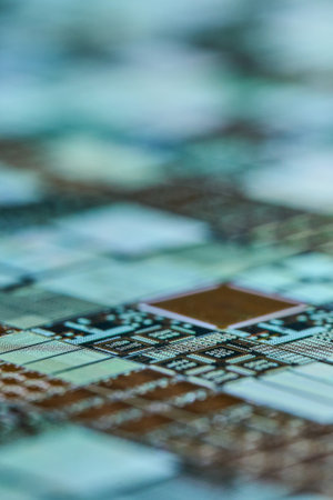 Silicon wafer photographed with a close-up lens