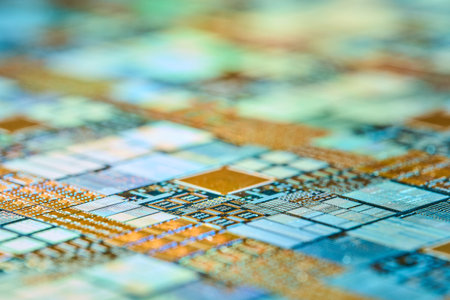 Silicon wafer photographed with a close-up lensの写真素材