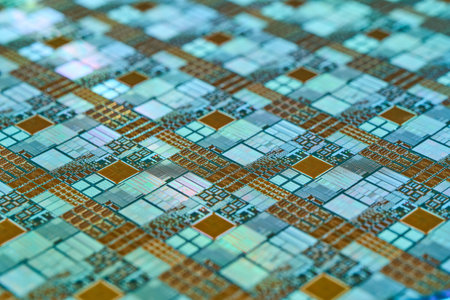 Silicon wafer photographed with a close-up lens
