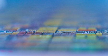 Silicon wafer photographed with a close-up lens